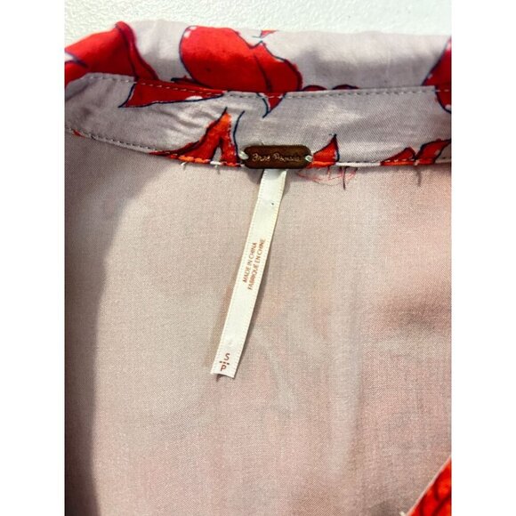 FREE PEOPLE Shake It Printed Sand Long Sleeve Mini Tunic Dress size small - Picture 8 of 9